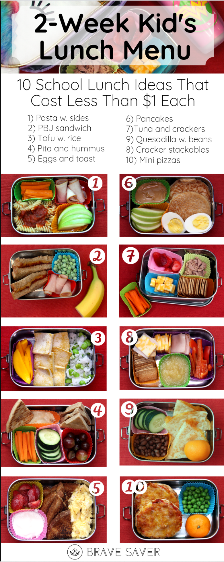 10 Cheap School Lunch Ideas Under $1/Serving